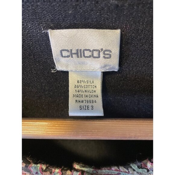 Chico's Silk Blend Black Embroidered Detail Cardigan Sweater Sz XL - Picture 5 of 10